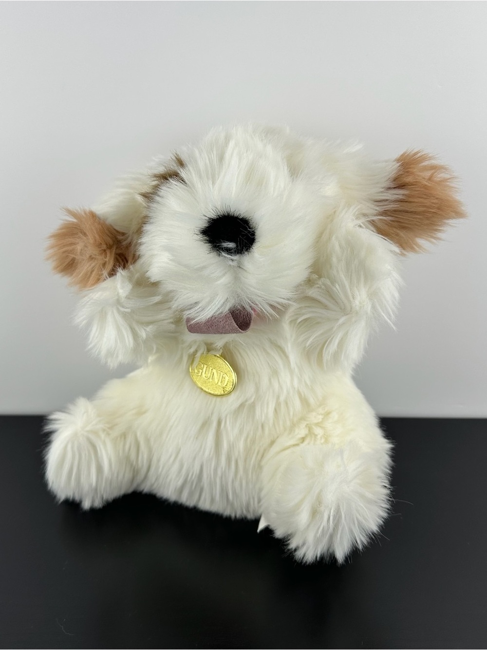 Gund Rare 1988 Vintage Puppy Dog Hand Puppet 10” White Brown Plush